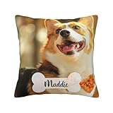 MMAOLP Custom Pet Pillow Cover with Picture Customized Dog Photo Pillowcase Personalized Cat Pillow Cover with Photo Custom Gifts for Dog Lover 1Photo with Name