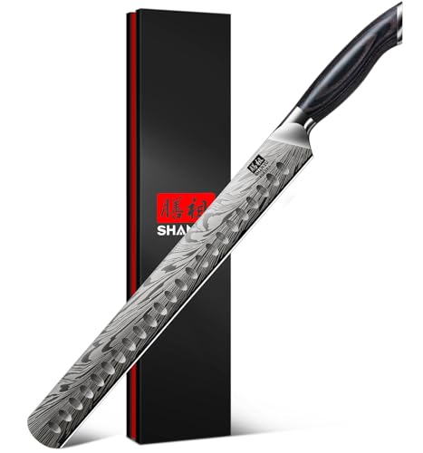 15% off - SHAN ZU 12' Carving Knife in Powder Steel Japanese Brisket Knife for Meat Cutting, Turkey and BBQ, 12° Sharp Longer Blade Kitchen Slicing Knives with Ergonomic Pakkawood Handle