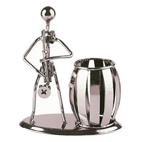 AlleTechPlus Metal Art Crafts Pencil & Pen Holder Display - Decorative Saxophone Theme Desktop Supply Organizer Cover