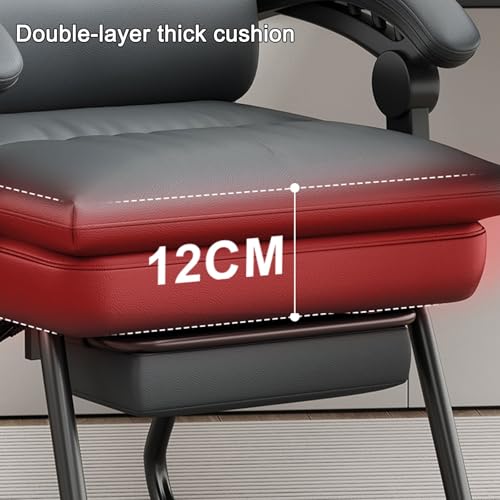 Relaxsessel mit Liegefunktion Modern Erste Schicht Rindsleder Bürostuhl Fernsehsessel mit Gestängearmlehnen und Fußstützen für Wohnzimmer, Schlafzimmer(Brown) – Bild 7