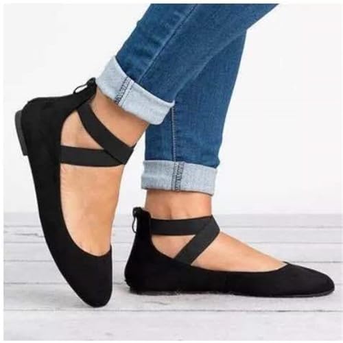 Women's Flats Comfortable Fashion Shoes for Women with Elastic Ankle Straps Dressy Ballerina Closed Toe Casual Slip On Loafers Classic Ballet Work Wedding Office Yoga Flat Shoes3