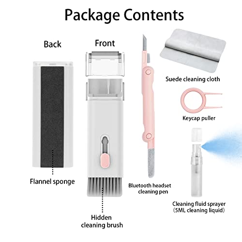 7 In 1 Electronic Cleaner Kit - Keyboard Cleaner, Keyboard Cleaning Kit, Laptop Cleaner With Brush, Electronic Cleaner For Airpods Pro/Laptop/Phone/Computer/Screen (Give Away A Flannel Cloth) Pink #TOP7