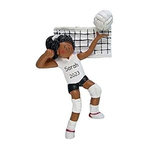 Personalized Volleyball Team Girl Christmas Tree Ornament 2021 – Hair Woman Athlete Spike Ball Net Coach Hobby College High School Smash Shooter Profession – Free Customization