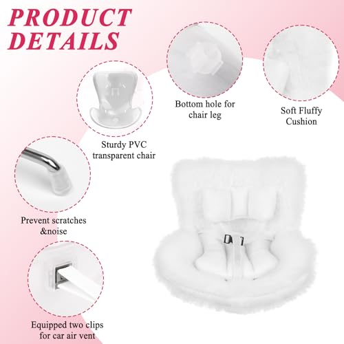 Image of Mini Car Safety Seat for Blind Box Doll, Small Seat for Little Plush Monster with Seat Leg&Air Vent Clip Cute Car Ornament for Plush Display&Collectors - White