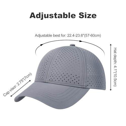 Image of FEINION Men Summer Adjustable Performance Hat Breathable Snapback Laser Perforated Mesh Baseball Cap