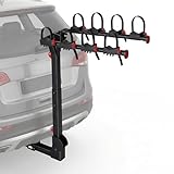 LOAVFIO Bike Rack for Car, Truck, SUV, Tilting Foldable Bike Rack with 2 Inches Hitch and Adjustable Cradles, 4 Bike Hitch Rack, Up to 165 LBS, Double Lock Design, Black