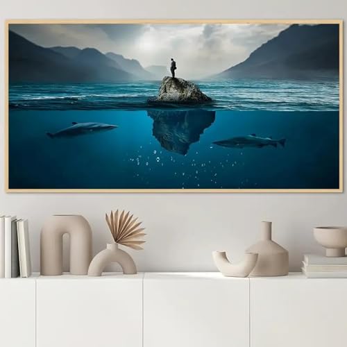 Toile requin sous-marin pour salon moderne et décoration de couloir contemporaine