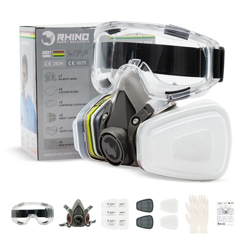 Atemschutzmasken Staubmaske Set RH-M103 ABEK1 Filter für Dämpfe, Sand,...