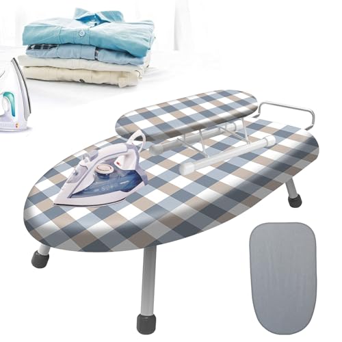 Recopilación de Tablas de planchar Top 5. 43 JASUVII Ironing Board, Tabla de Planchar Plegable, Mesa de Planchar, Tabla de Planchar Sobremesa, 61 * 37 * 17cm Burro para Planchar Pequeña con Soporte de Hierro(con Funda de...