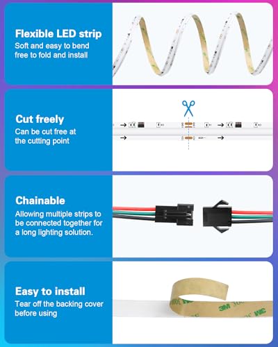 Tira LED digital direccionable ALITOVE 2M 1440 LEDs RGB miniatura 4