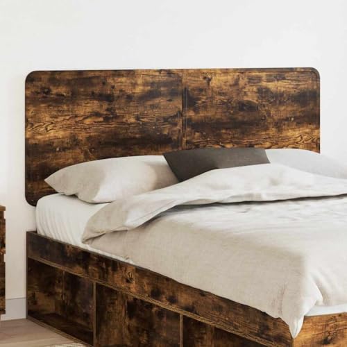 Owoxanthellate Cabecero de cama de roble ahumado 160 x 100 cm de madera de diseño moderno robusto y fácil montaje para dormitorio, apartamento y habitación de invitados
