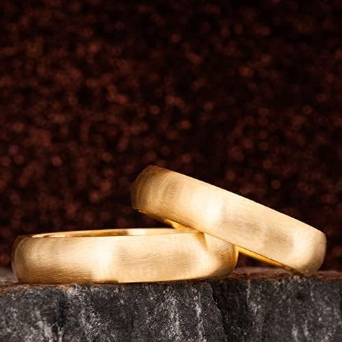 4 mm Ehering-Set, 14 Karat vergoldet, passendes Ehering-Set für Paare, personalisiertes Ehering-Set aus Silber für Mann und Frau