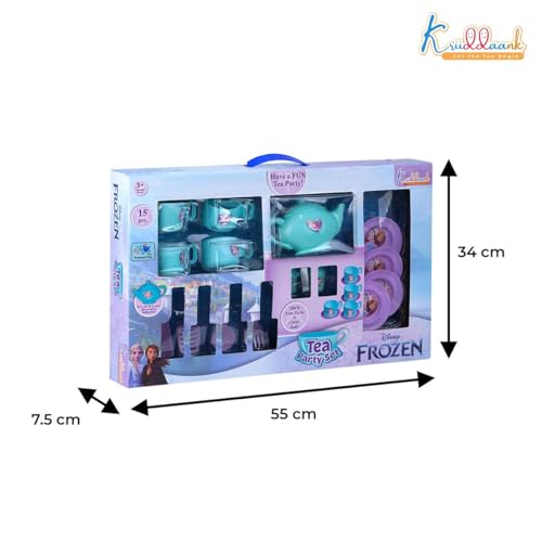 Image of Frozen Tea Party Set for Girls - Elsa & Anna 15-Piece Trolley Playset with Electronic Kettle, Realistic Boiling Sounds & Lights - Interactive Pretend Play Kitchen Toy for Kids Ages 3+