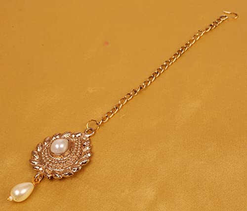 Touchstone Indian Bollywood Stylish Contemporary Designer Jewelry Wedding Head Accessory Mangtika with Beautiful Chain for Women in Gold or Silver Tone for Women.3