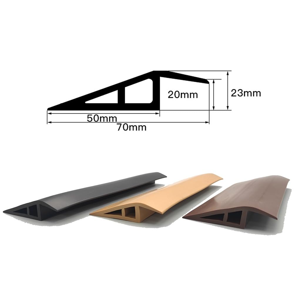 Soglia di dislivello pavimento in PVC autoadesiva 7×100 cm, Profilo di livellamento per piastrelle per rampe di porte e tavole laminate(Brown)