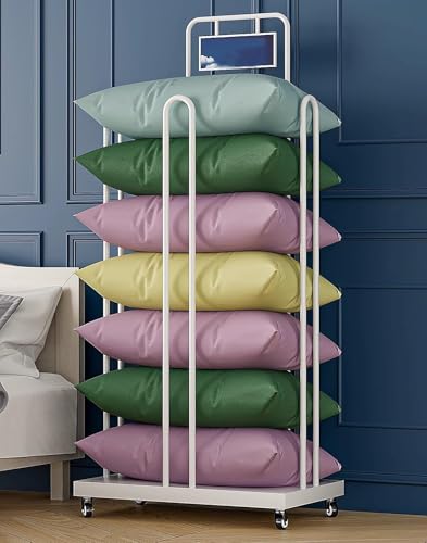 Rectangular Metal Pillow Rack with Billboard?Freestanding Pillow Display Rack?Rectangular Metal Pillow Rack with Billboard, Commercial Retail Pillow Quilt Display Stand for Mall Clothing Stores(80x46x