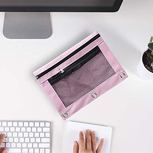 Topwoozu Pencil Pouch 3 Ring, Zipper Pencil Pouches Case Binder Cosmetic Bag 2 Pack #TOP2