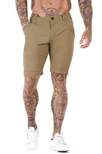 Khaki Short Pants For Men Skinny Fit Plaid Short Pants For Men(Khaki,32) #TOP3