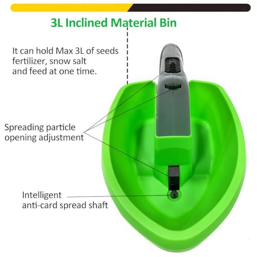 Épandeur d'engrais rechargeable à débit variable et largeur de dispersion réglable 3 L
