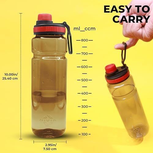 Image of Nivia Warrior Wade Water Bottle, BPA Free, Leak Proof, Easy Grip, Easy-to-Clean, Odour-Free Bottle, for Sports & Travel, Durable & Reusable - 800ML, Red