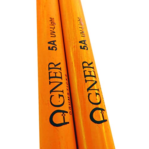 Paire de baguettes 5A Agner UV-Light Orange pour percussions