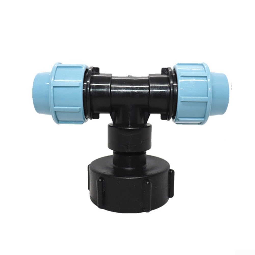 S60X6 IBC Tank Thread Connectors, 20/25/32mm Water Pipe Fittings Three-way Outlet IBC Tank Adapter(Tee outlet 32mm)