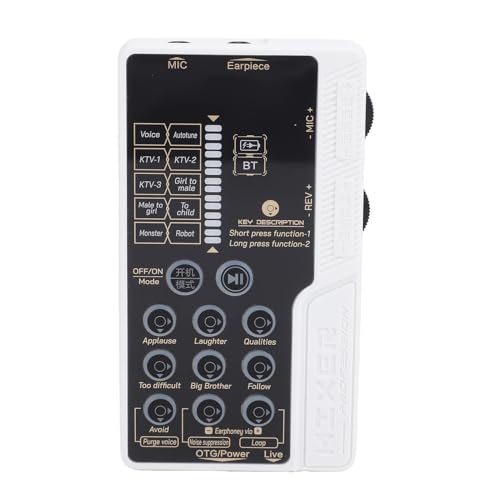 Sharainn Cambiador de Voz Portátil, Placa de Sonido Portátil, Disfraz de Voz con Luz Fría Bluetooth 8 Efectos de Sonido para Transmisión de Juegos, Canto, Escenarios de