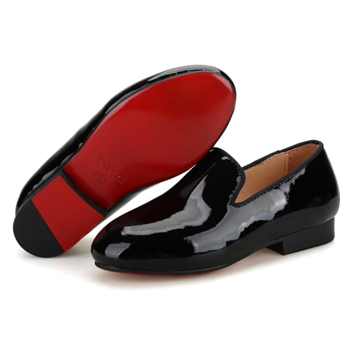 FERUCCI Kids Boys Black Patent Leather Loafer Wedding Gala Ring Bearer Shoe4