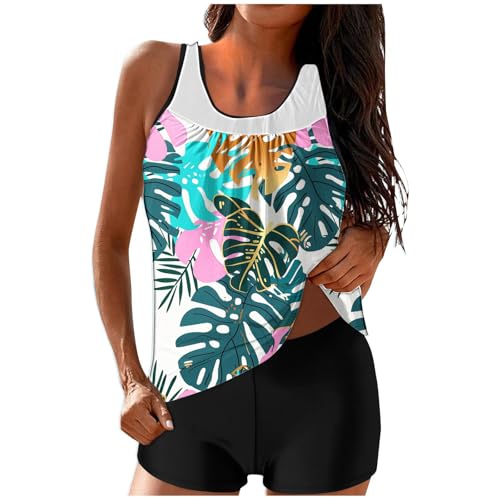Tankini Swimsuits for Women Tummy Control Blouson Swim Tank Top with Shorts Modest 2 Piece Bathing Suit 2025 Swimwear