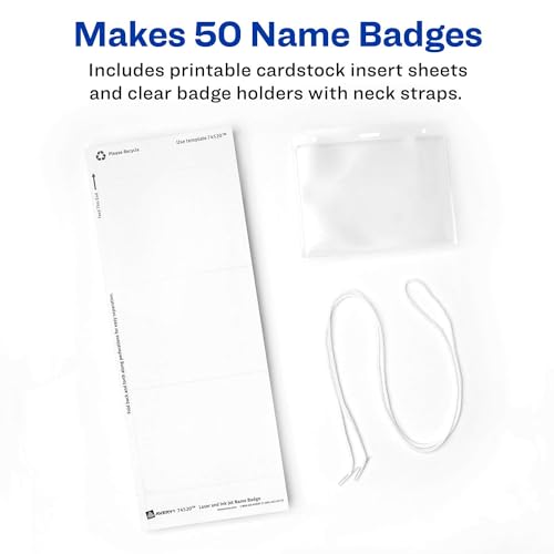 Avery Name Badges with Lanyards, Print or Write, 3" x 4", Badge Holders ...