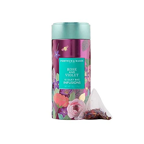 Fortnum and Mason British Tea. Rose and Violet Infusion Tin, 15 Silky Tea bags (1 Pack)