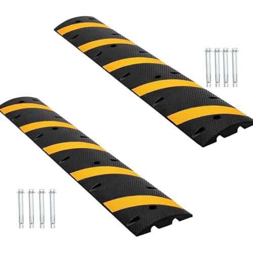 2 Pack 6 ft Speed Bumps, Rubber Speed Bumps for Roads & Driveways - Perfect for Asphalt, Gravel Roads & Driveway Ramps