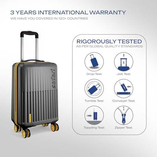 Image of Safari Astra Neo 8 Wheels 56cm Cabin Size Trolley Bag, Hard Case Polycarbonate, 360 Degree Wheeling Carry-on Luggage for Men & Women, Travel Bag, Suitcase for Travel, Trolley Bags for Travel, Black