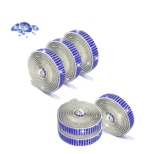 Bande strass autocollante bleue en lot de 6 rouleaux pour décoration artisanale