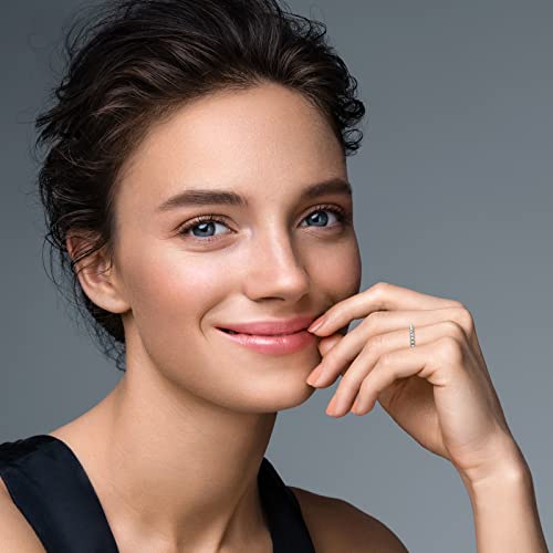 AINUOSHI Eternity Ring, 925 Sterling Silver Moissanite Stacking Rings for Women 2mm Round Cut Ideal Trendy Engagement Wedding Band Size 4-104