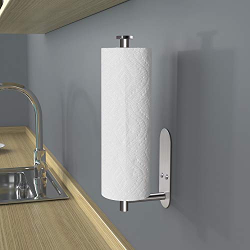 Vaehold Adhesive Paper Towel Roll Holder For Kitchen Under Cabinet Mount, Wall Mounted , Sus304 Stainless Steel #TOP4