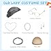 TESSHAIR Old Lady Wig Costume for Women, 100 Days Gray Grandma Wg for Women, Granny Costume for Halloween Cosplay (7 Pieces)