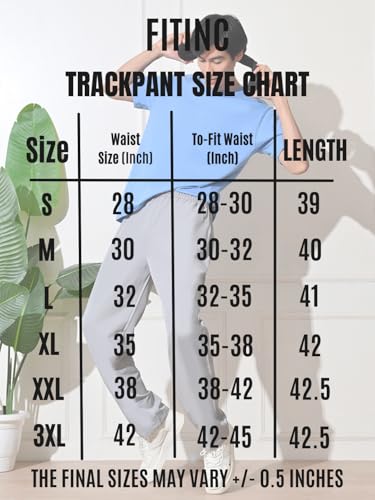 Image of FITINC Men's All-Season Relaxed Fit Track Pants | Stretchable Gym Lower with 2 Deep Zipper Pockets | Quick-Dry Athletic Joggers for Running, Workout & Yoga