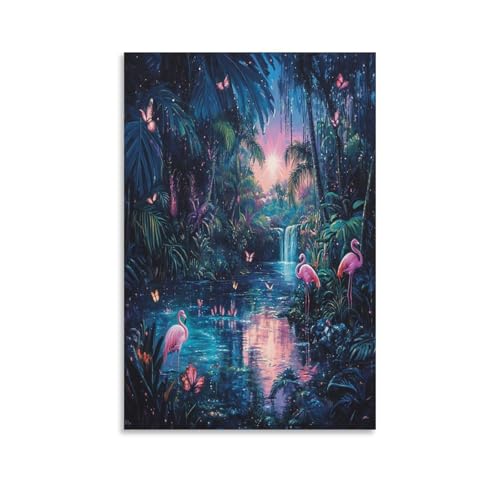 Décoration flamant rose moderne en toile 50 x 75 cm pour rompre la monotonie