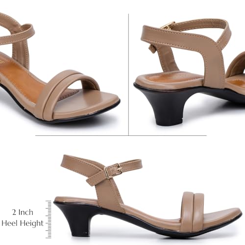 Image of TRASE Women's Fashion Kitten Heels Sandals | Elegant & Comfortable Block Heel for Women | Perfect Footwear for Festive, Wedding, Office & Everyday Style