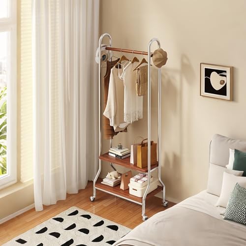 Portant à vêtements à roulettes compact pour optimiser le rangement