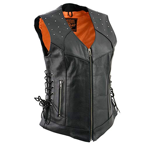 Image of Milwaukee Leather Women's Premium Classic Leather Motorcycle Rider Vest w /Adjustable Side Laces