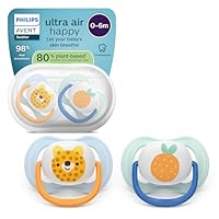 Philips Avent ultra air Schnuller – kiefergerecht geformtes Design, für Babys, 0–6 Monate, weicher, symmetrischer Silikonsauger, BPA-frei, mit Sterilisationsbehälter, 2er-Pack, SCF080/23