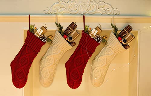 image for Fesciory 4 Pack Christmas Stockings, 14 Inches Cable Knitted Stocking 