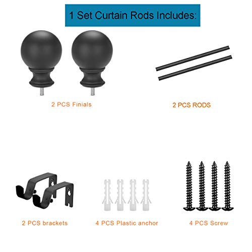 Industrial Curtain Rods 2 Pack, Iron Curtain Rods For Windows 28 To 48, 3/4 Inch Curtain Rods Ball Finials, Black Curtain Rods, Outdoor Farmhouse Curtain Rod Room Divider, 28-48" Matte Black 2 Pack #TOP5