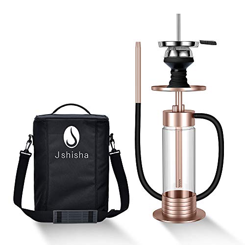 J Shisha Set Komplett, Shisha Hookah Set mit Tragetasche,42.5 cm Shisha to go, Shisha Set Rosegold, Shisha Komplett mit…