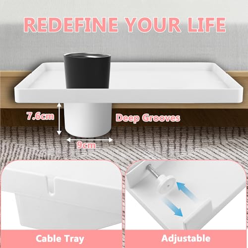 Lacusmall Nachttischregal Regal, Tablett Nachttisch Regal Bettablage zum Einhängen für Bett mit Kabelführung, Clip-On-Nachttisch… – Ansicht 6