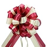 Byffoer Große Ziehschleife, 10 Stück 18cm Geschenkschleife 50cm Länge Dekoschleife Geschenk Schleife für Auto Dekor Hochzeit New Houses Party Feier Geschenke Tüten, Rot-beige