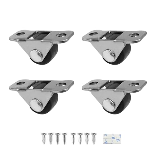 0.5 pulgadas mini ruedas autoadhesivas, metal placa sólida de goma de perfil bajo ruedas ruedas para muebles cajón juguetes carro caja de almacenamiento (0.5 pulgadas, 4)