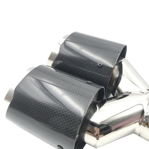 Fibra de carbono brillante en escape de coche doble universal con boca ancha de 114mm 4